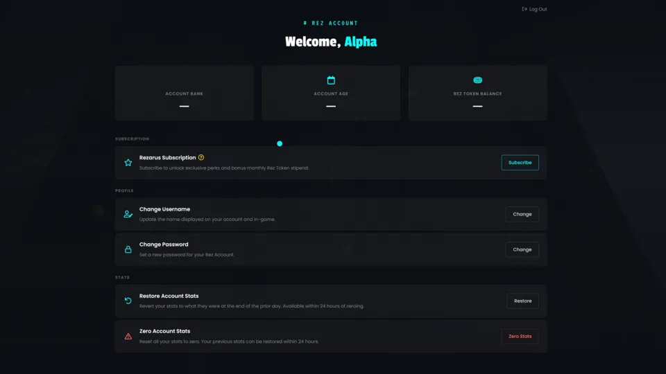 Rezarus website account portal