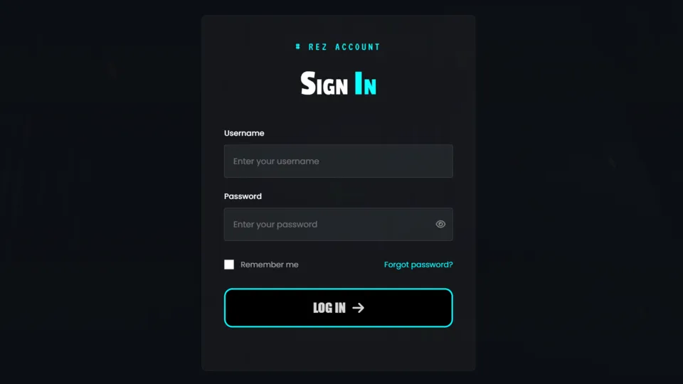 Rezarus website account sign in