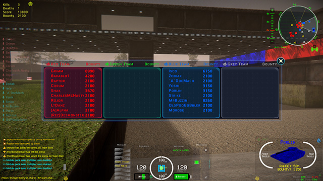 Players in DecemX arena with bounties and ranks - Rezarus gameplay