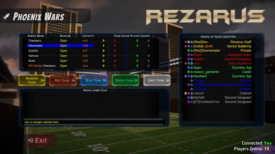 Rezarus Arena Lobby Where You Can Join A Game — Rezarus Gameplay Screenshot