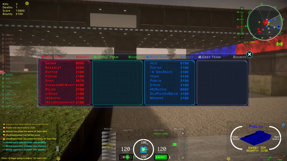 Rezarus Stats Board During A Laser Wars Battle In DecemX — Rezarus Gameplay Screenshot