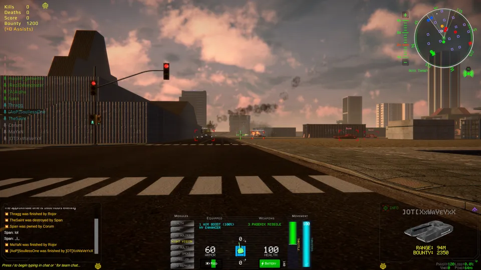 Tanks On Fire In Phoenix Wars Arena Downtown — Rezarus Gameplay Screenshot