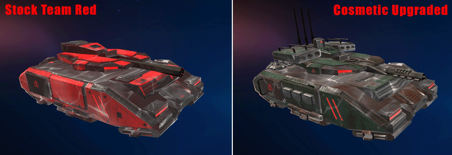 A future stock tank versus a cosmetically upgraded version comparison
